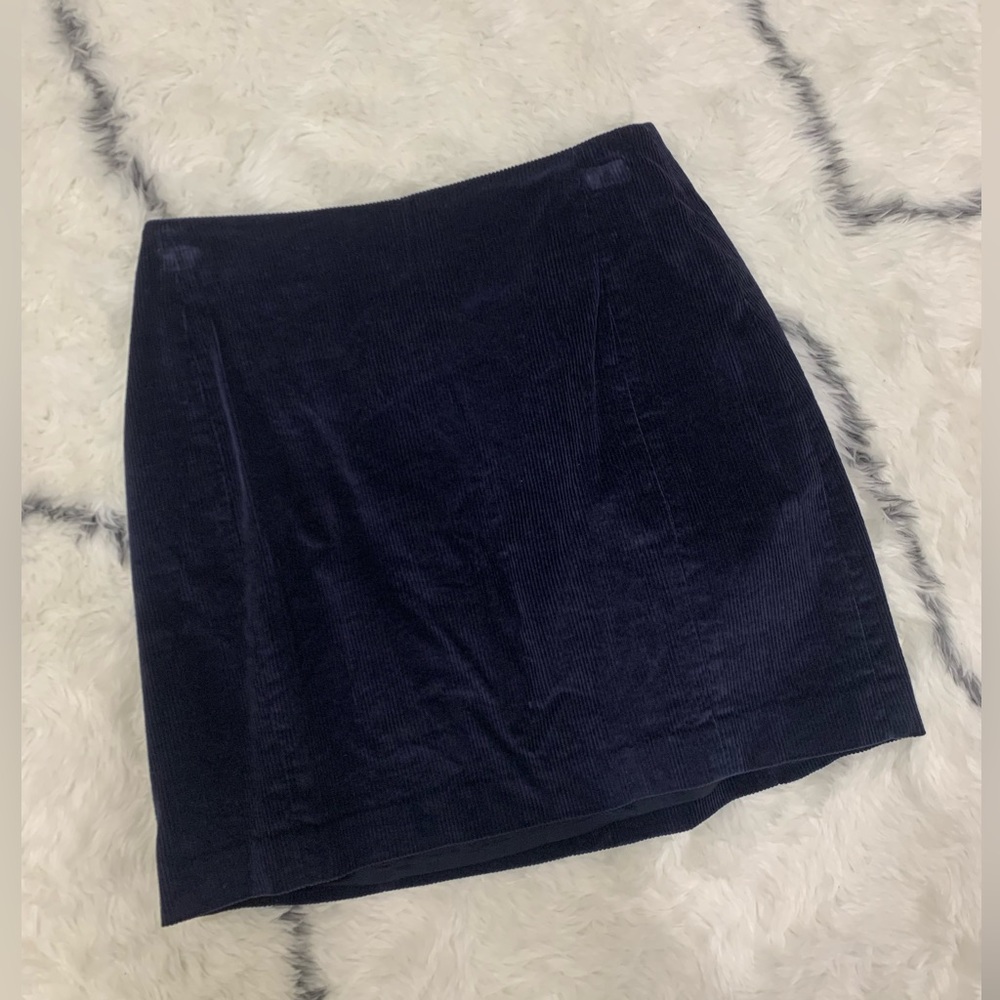 aritzia corduroy navy skirt